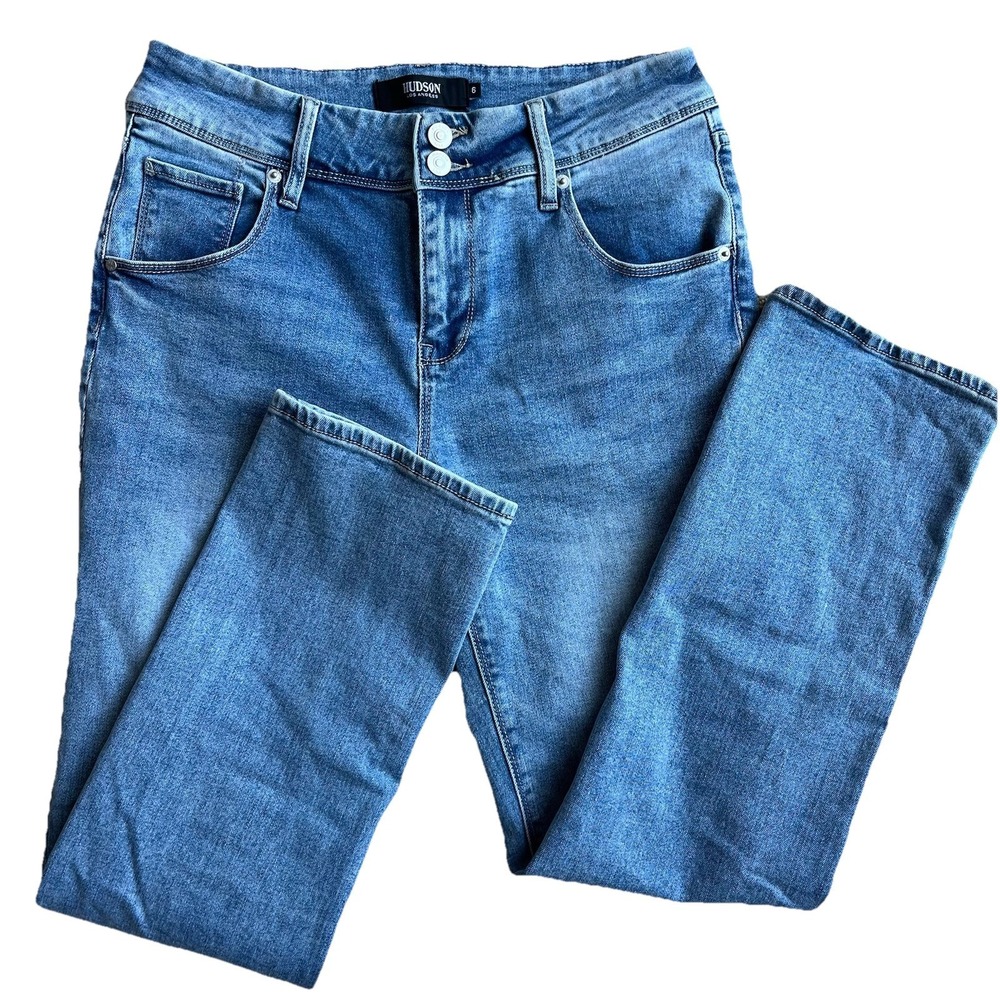 NEW HUDSON LOS ANGELES JEANS WOMENS SZ 6 BLUE DENIM Y2K STRAIGHT H0524-01 28x28